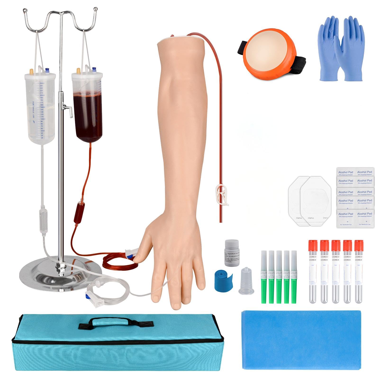 IV Übungsarm-Set für Krankenpflegestudenten, Latexfrei, mit Tragbarem Koffer (nur für Bildungszwecke)