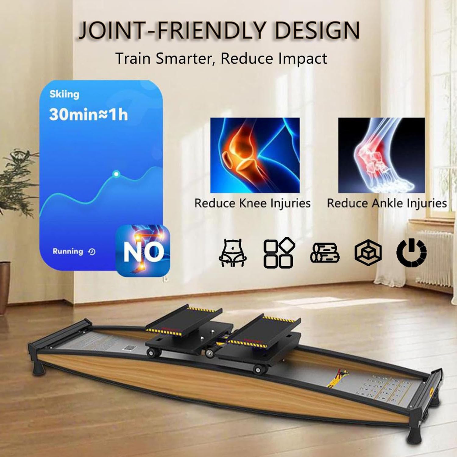 Ski Machine per la Casa Simulatore di Sci Indoor Cross Trainer 3d Allenatore Snowboard Attrezzatura Fitness Aerobica Multi-Muscolare Equilibrio Corporeo Carico Massimo 150kg