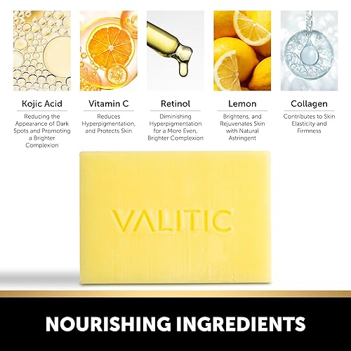 Miniatura 5 de VALITIC Brightening Jabón de ácido kójico de limón y cúrcuma, vitamina C, retinol, complejo japonés original con ácido hialurónico, vitamina E,