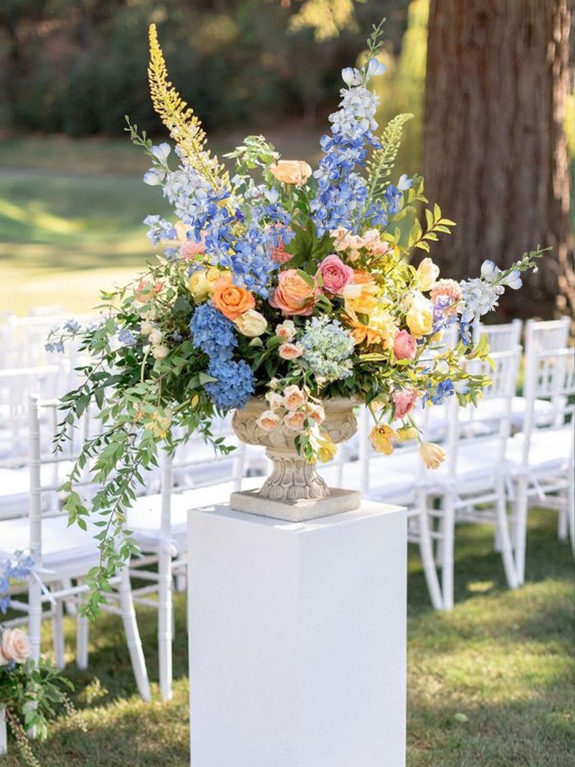 6PCS Blue Delphinium Artificial Flowers 33" Larkspur Silk Flowers for Tall Vase Long Stem Fake Blue Flowers for Wedding Centerpieces Faux Flowers for Home Decor Indoor (Blue) - Image 7