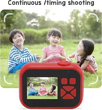 かわいいデジタルカメラ 24MP HD 4X デジタルズーム 防水 耐衝撃 オートフォーカス ビデオ Vlogging カメラ コンパクトカメラ 2.0 インチ画面付き 誕生日プレゼント用 赤