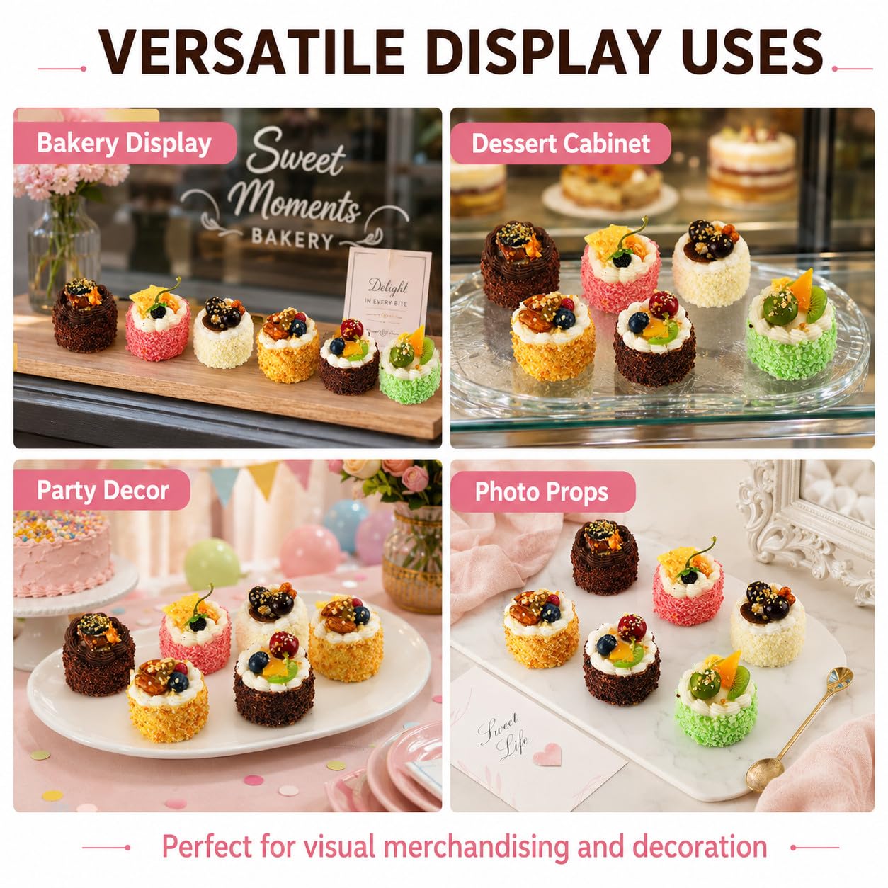 Falso Cake Modello Panificio Armadi Display Simulazione Dessert Artificiale Modello Partito Fotografia Puntelli Decorazione 6 Pz