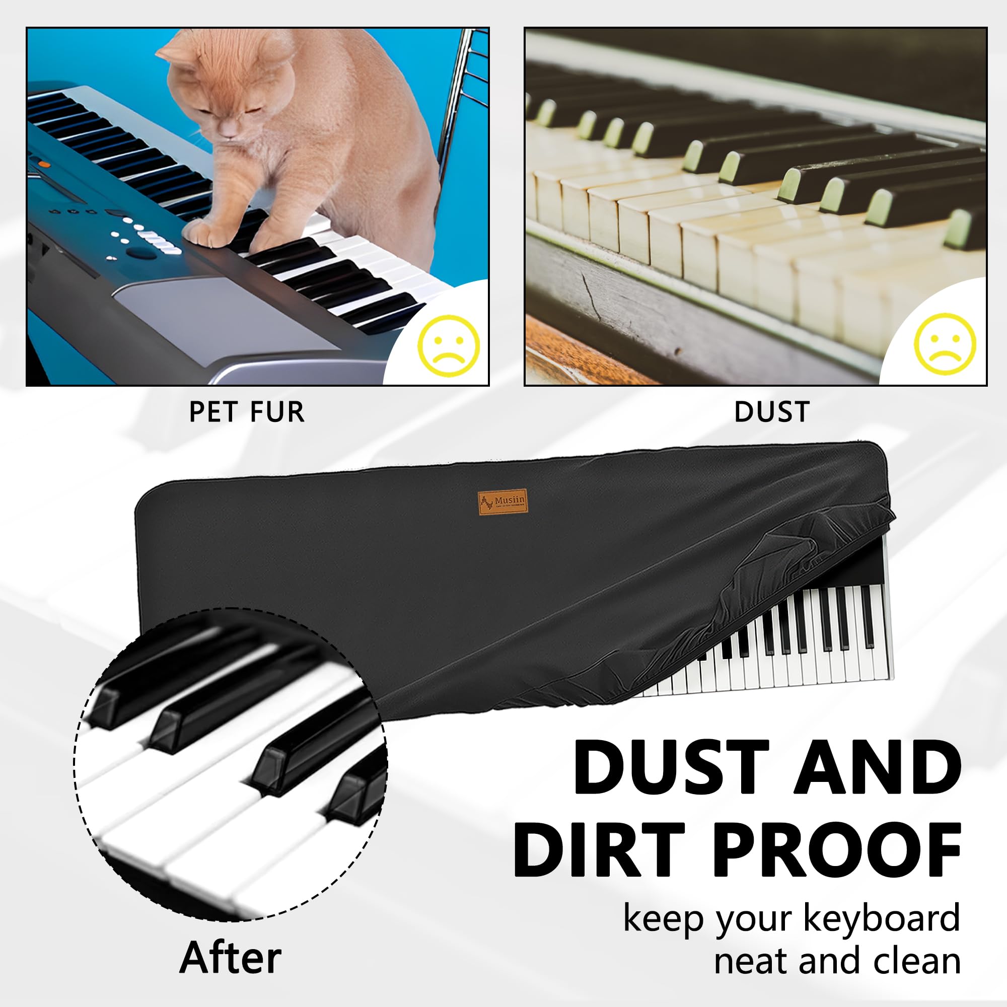 Musiin Housse de protection anti-poussière pour clavier de piano 76 touches, compatible avec KORG Pa4X ORIENTAL 76, Pa4X 76, Pa5X 76, Roland V-STAGE 76, Chinlon, toucher soyeux et design sur mesure