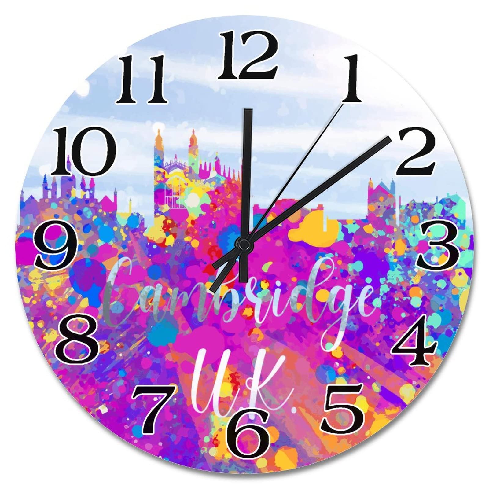 Horloge murale Cambridge 38cm à pile avec silhouette du Royaume-Uni