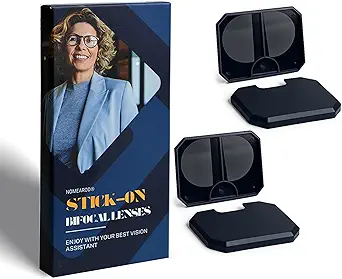 2 Pack Stick-On Bifocal Lenses for Sunglasses – Reusable Waterproof Trim-to-Fit Inserts Convert Eyewear to Reading Glasses, +250