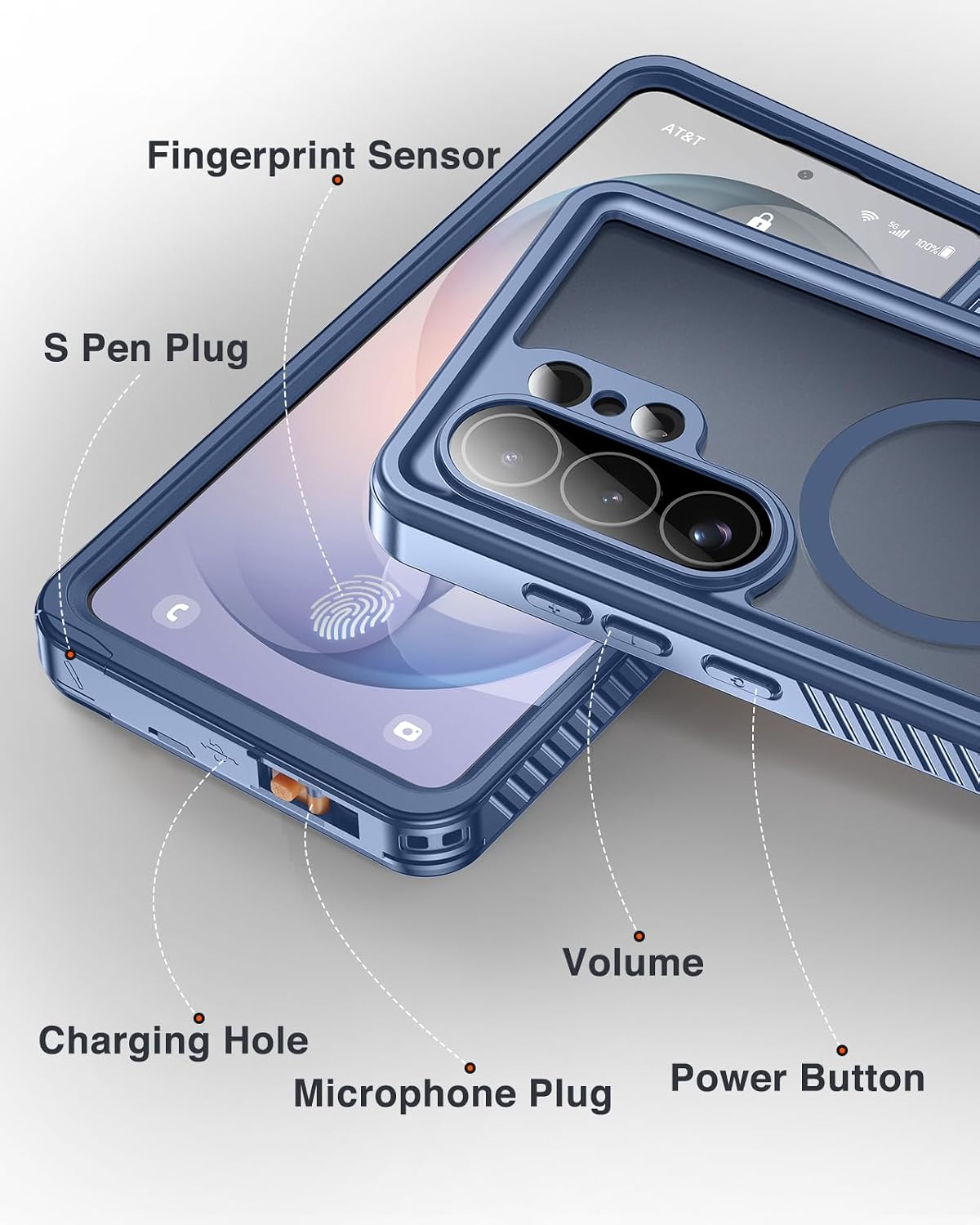 Lanhiem Magnetic for Samsung Galaxy S26 Ultra Case, IP68 Waterproof Dustproof, Built-in Screen Protector, Rugged Full Body Shockproof Cover for Galaxy S26 Ultra 5G 6.9 Inch, Blue