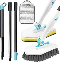 Vista 10 de Cepillo de limpieza de mango largo para ducha, cepillos de limpieza 3 en 1 con 3 cabezales de limpieza de función diferente para limpieza de ducha