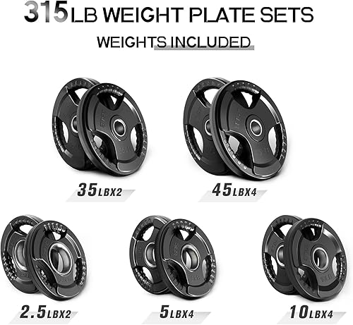 Miniatura 48 de RitFit Weight Plates for Barbell, 2-Inch Olympic Rubber Grip Plates for Weightlifting and Strength Training in Home & Gym, Single, Pair and Sets