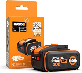 WORX WA3645 PowerShare Pro: High-Capacity 20V 5.0Ah Lithium Battery with BMS and Intelligent Power Control for Extended Runtime and Performance
