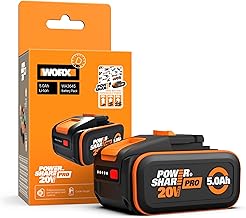 WORX PowerShare Pro WA3645 Rechargeable Lithium-Ion Battery 20 V 5.0 Ah for Higher Safety and Longer Operating Time with LED Indicator Flexible Can be Combined up to 40 V and 80 V Suitable