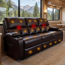 LEVELEVE Manual RV Recliner Loveseat, 3 Seater Brown