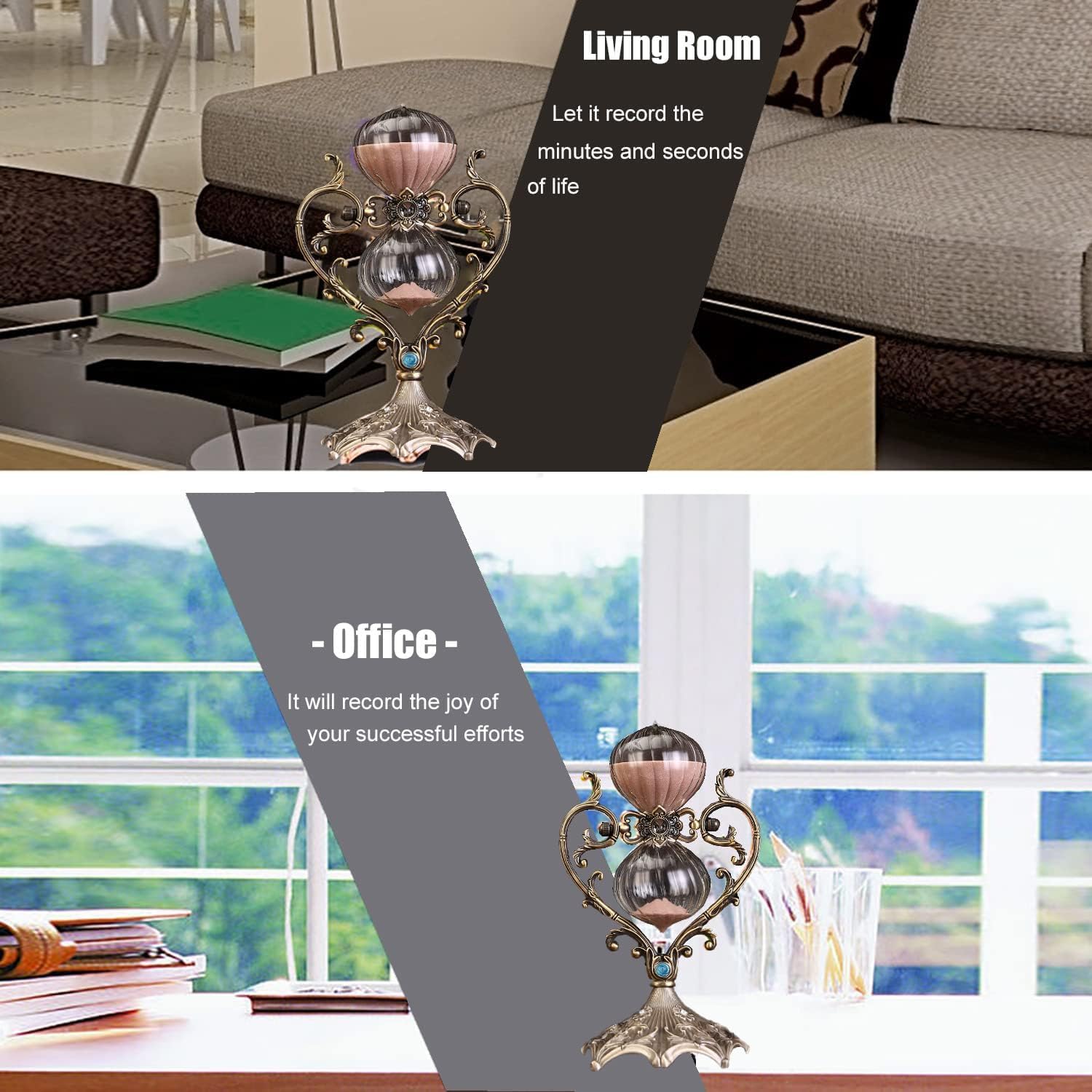 Sanduhr 30 Minuten,Hour Glass,Love Shape Metal Vintage Hourglass,Hourglass Decor,for Home Decoration Office Desk Wedding Party Decor Kitchen Timer (Pink Sand)