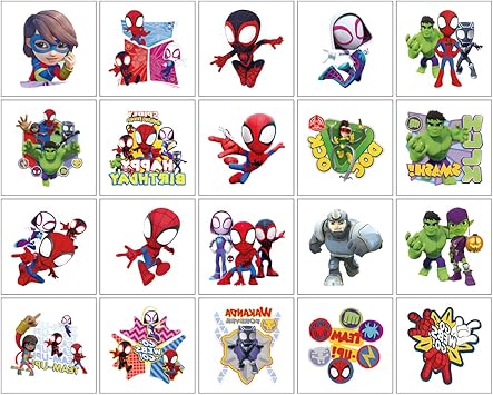 Spidey and his Amazing Friends Temporary Tattoo for Fans, 20 Sheets Big Temporary Tattoo Body Art Tattoo Stickers,Goody Bag Stuffers Party Bag Fillers (2x2 Inch) …