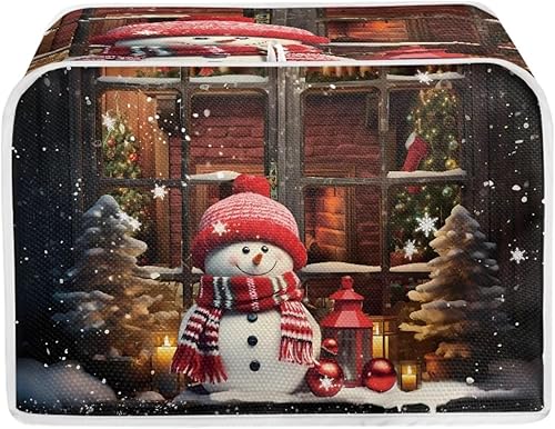 Fundas de tostadora de muñeco de nieve de Navidad, protector de utensilios para hornear, cubiertas impermeables para tostadora de 4 rebanadas con