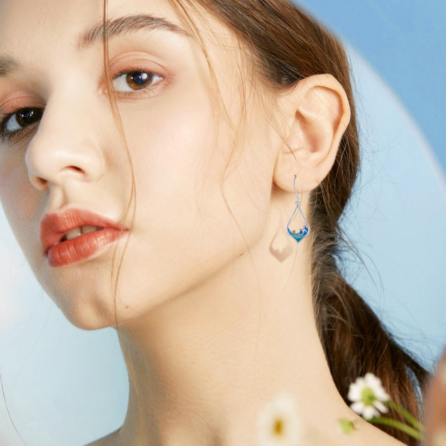 Ocean Wave Earrings 925 Sterling Silver Beach Dangle Drop Earrings Beach Jewelry Gifts for Women - Image 5