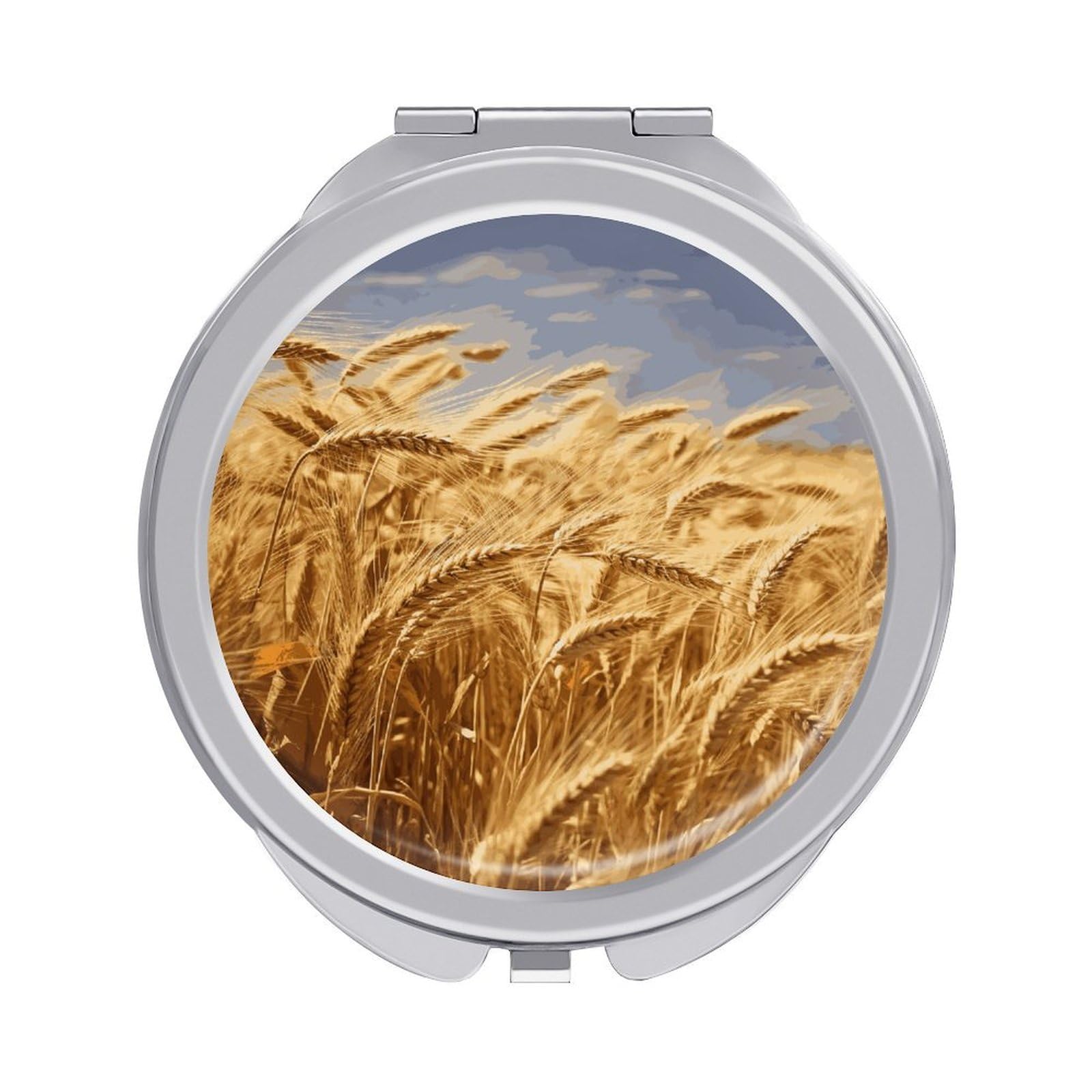 VstaDank Wheat Harvest Compact Mirror for Purses Round Fashion Travel Makeup Mirror 2X /1x Magnifying Double Sides Mini Mirrors Portable Pocket Mirrors for Handbag Purse Women Gift