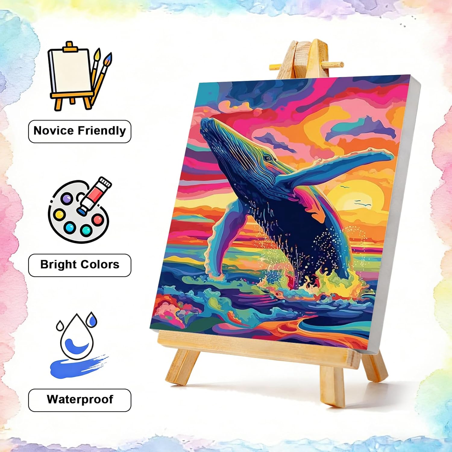 TBAIRO 4 Pack Framed Paint by Numbers Kit for Adults Beginner Animals DIY Painting Kits for Adults Ocean Easy Adult Paint by Number Kits on Canvas for Wall Art Decor 8x12 Inch