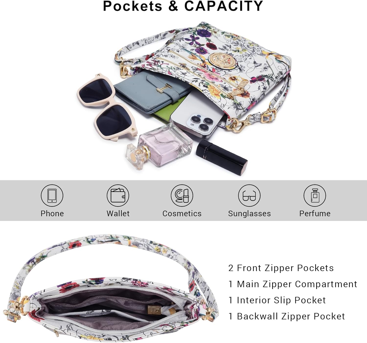 Dasein Women Small Crossbody Bag Lightweight Shoulder Purses Multi Zipper Pockets Phone Purse Handbag - Image 5