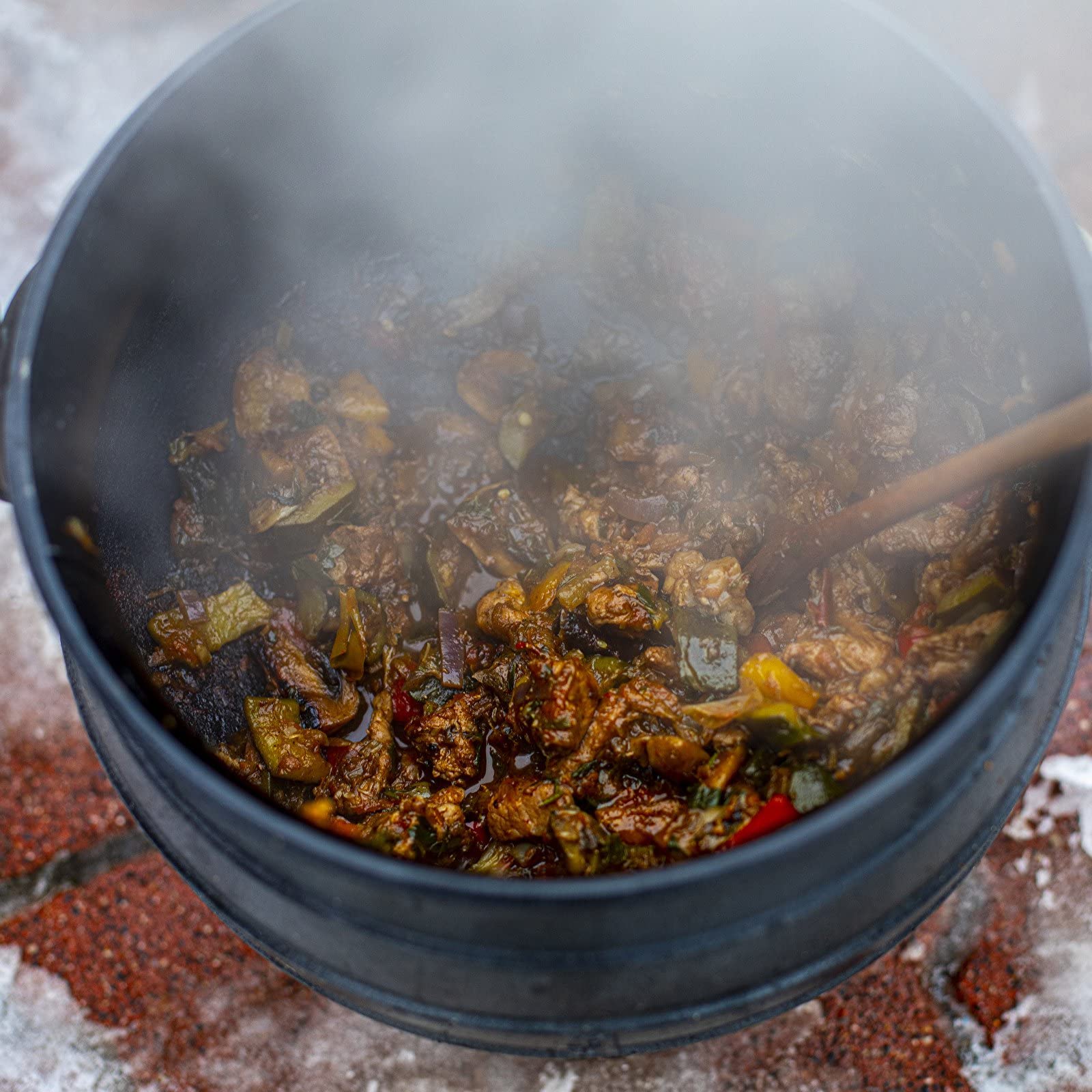Caldero Africano de Hierro Fundido 7 L – Olla de Campamento para Cocinar al Fuego, Ideal para Guisos de Caza