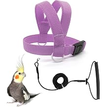 VANFAVORI Bird Harness with Buckle Clip, with 80-inch Leash,S Size, Purple