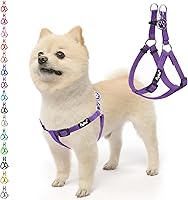 Vista 26 de PUPTECK Arnés para perro sin tirones, suave y ajustable, de nailon básico, chaleco para cachorros para caminar al aire libre con etiqueta