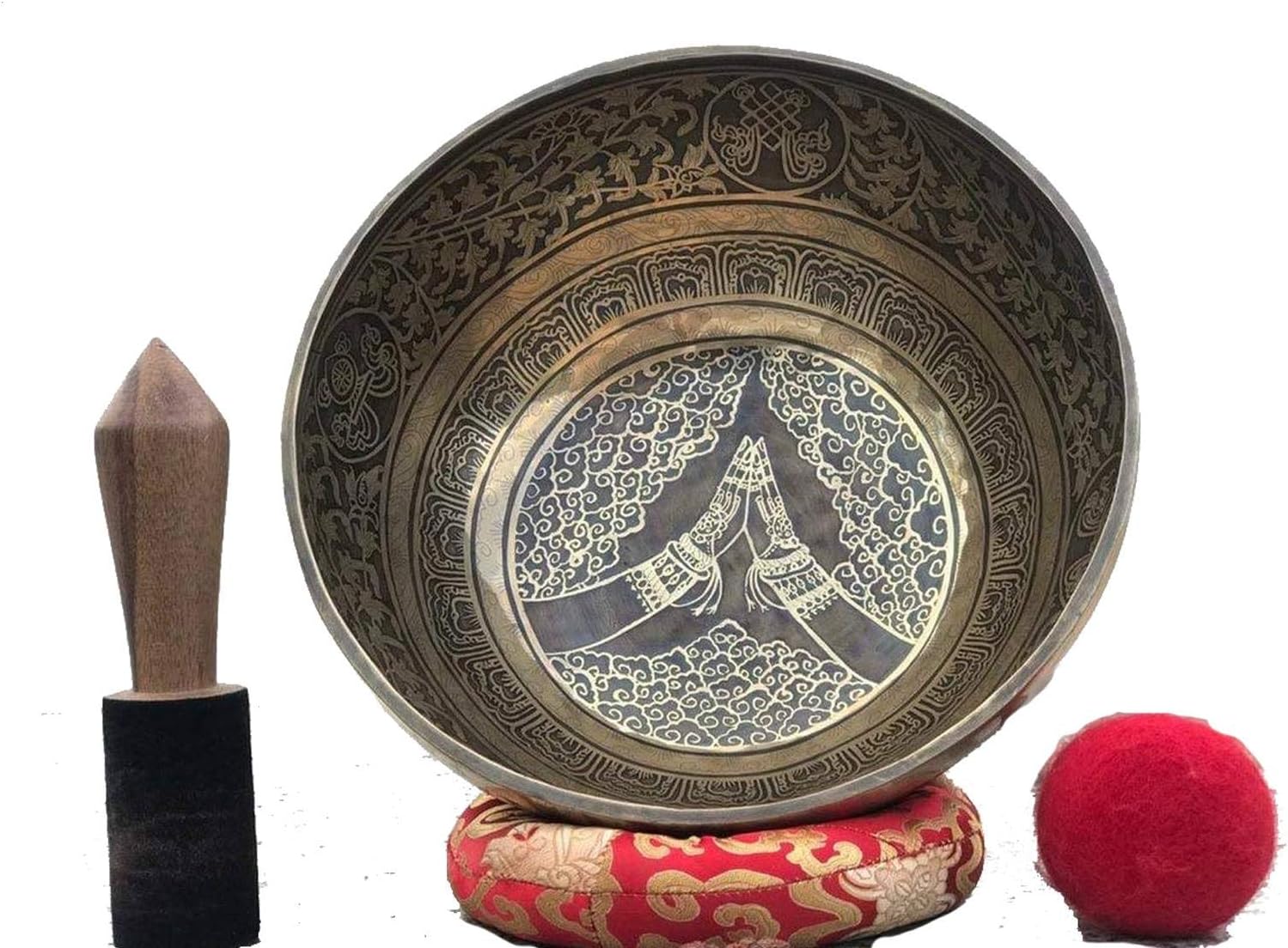 18 Inch Nameste Carving Beautiful Singing Bowls | Yoga, Meditation, Healing, Tibetan Seven Metal Bowl.BY SBN(Singing Bowl Nepal)