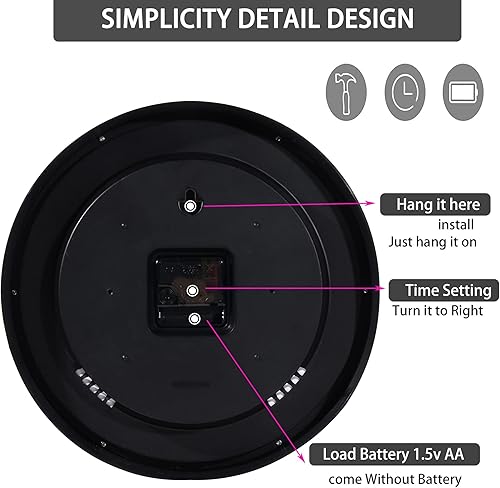 Miniatura 7 de OceeK Reloj de pared, silencioso sin tictac, moderno reloj de pared pequeño de 8 pulgadas, reloj analógico clásico de cuarzo de calidad, funciona