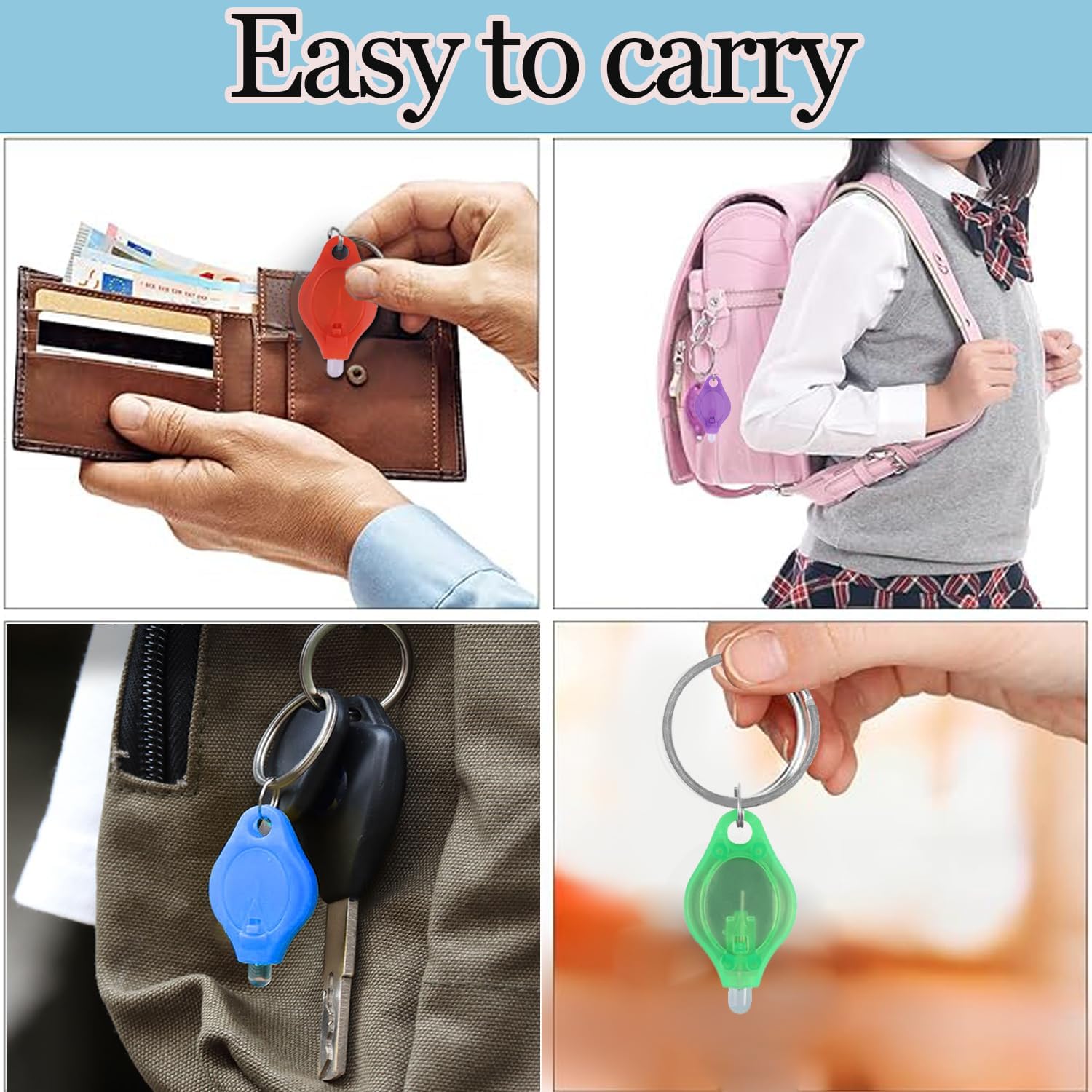 Pocketman Mini LED Keychain Flashlight Small Torch Mini Colorful Light Portable Battery Powered Key Ring Torch Multicolor (20PCS)