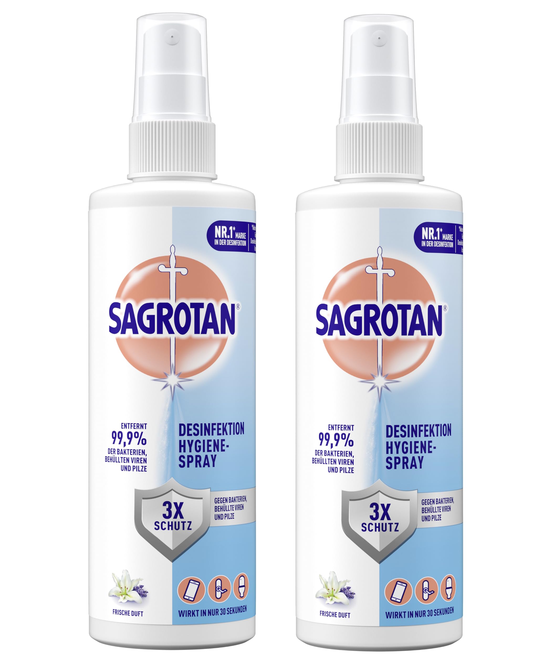 Sagrotan Hygiene Pumpspray – Desinfektionsmittel für Textilien und Oberflächen im Haushalt – 2 x 250 ml Sprühflasche im praktischen Vorteilspack