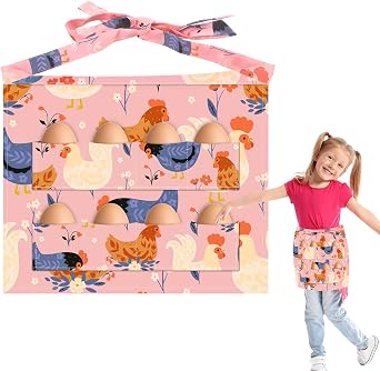 Kids Egg Collecting Apron with Pockets, Chicken Egg Gathering Apron for Kids, Farm Egg Apron for Chicken Coop