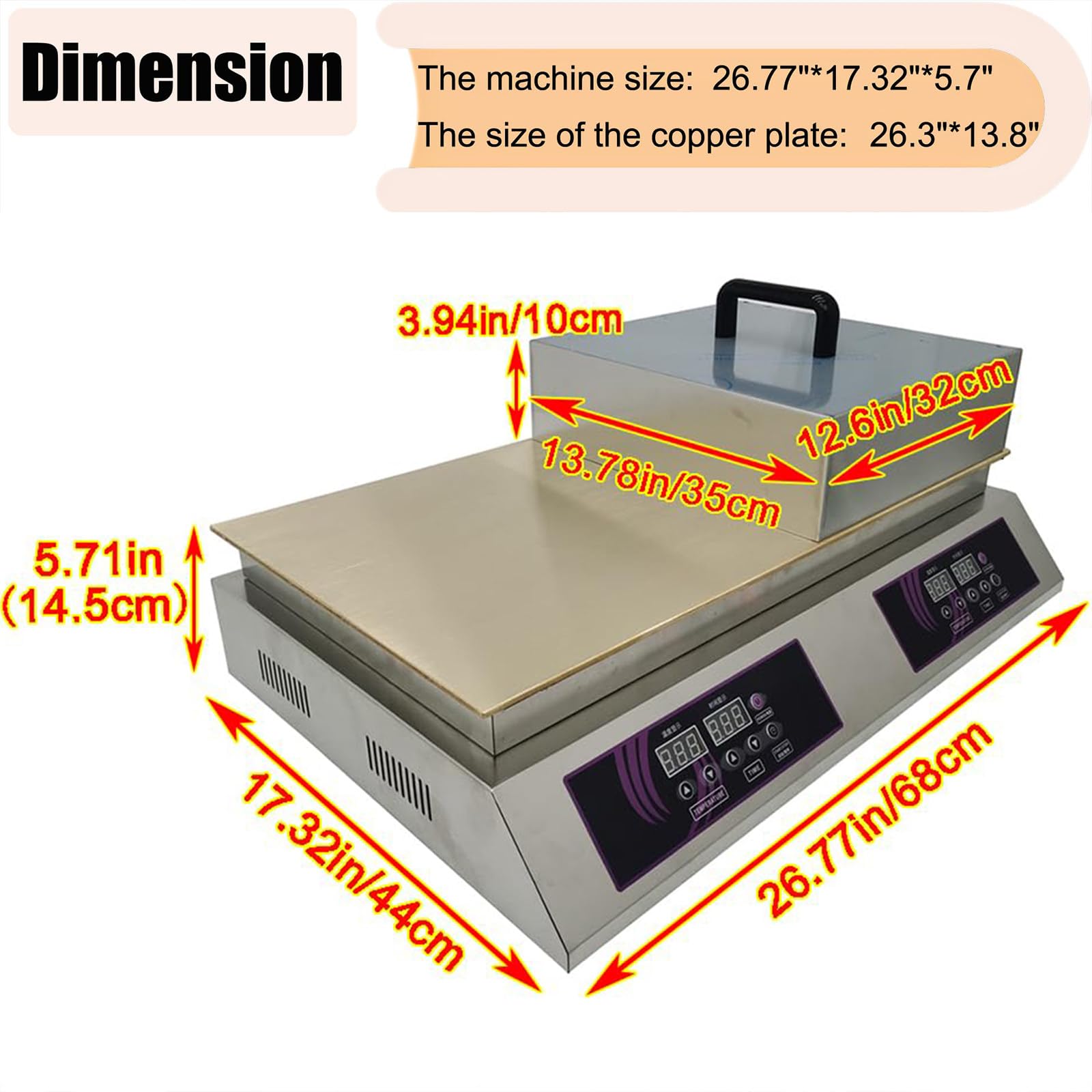Máquina comercial de soufflé para panqueques Dorayaki Baker Plancha eléctrica de doble placa Pantalla digital Muffin Maker 26.3x13.8 pulgadas Superficie de calefacción de cobre Máquina esponjosa 3