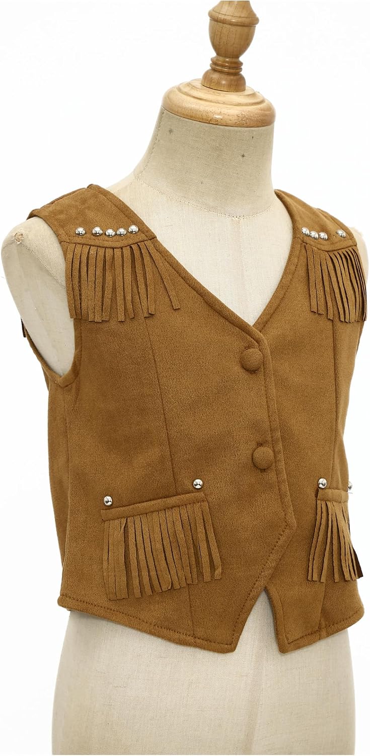 Kids Tassels Sleeveless Vest Cowgirl Cowboy Style Jacket Vintage Clothes