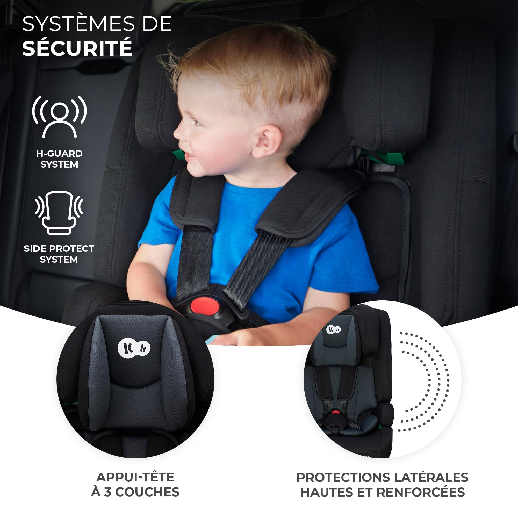 Kinderkraft SAFETY-FIX2 I-SIZE 76-150 cm Fotelik samochodowy Isofix 9-36 kg Noir