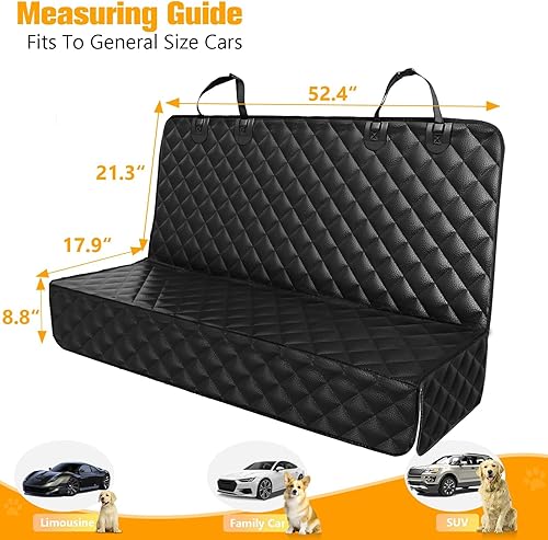 Miniatura 3 de PETICON Funda de asiento de coche para perro para asiento trasero, funda de asiento de banco impermeable de piel sintética, protector de asiento