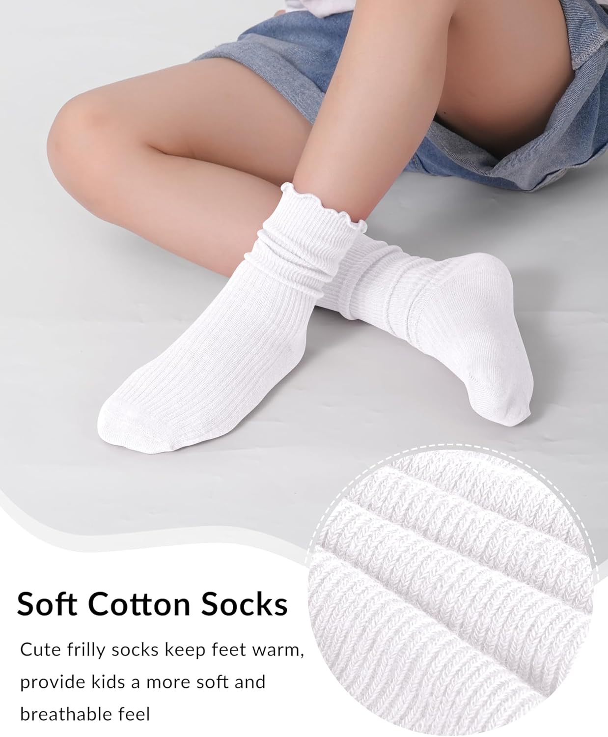 Witwot Ruffle Socks for Girls Kids Toddler Turn Cuff Dress School Uniform Sock - Image 4