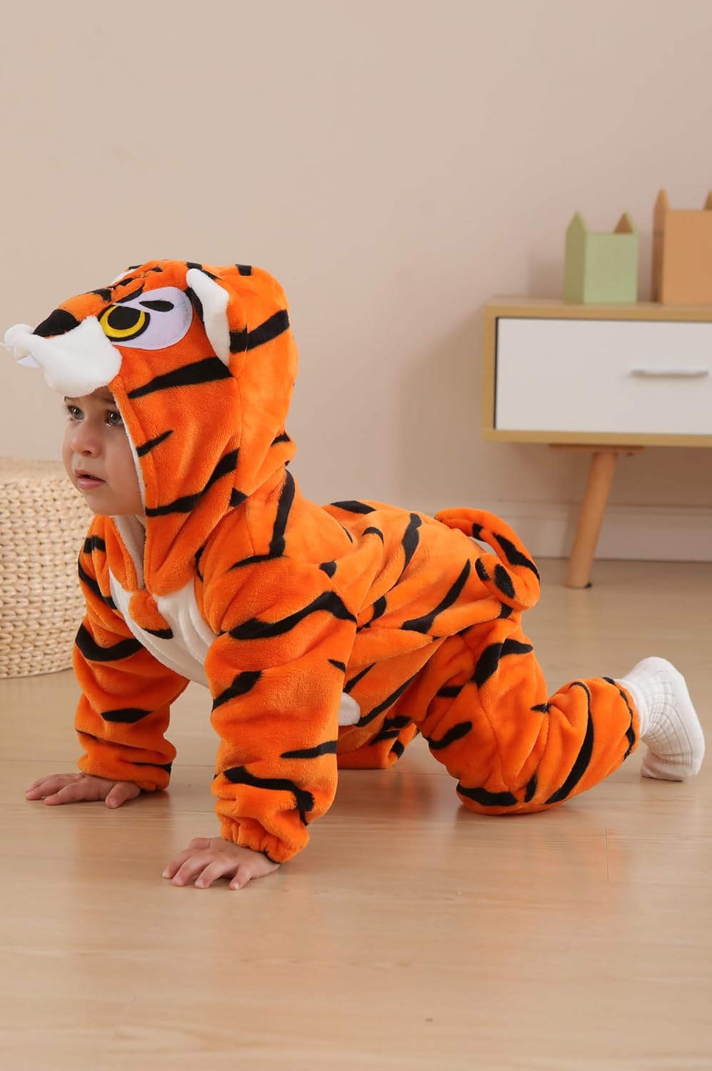 DarkCom Unisex Baby Tiger Costume Animal Onesie Toddler Hooded Romper Halloween Kids' Christmas Pajamas - Image 4