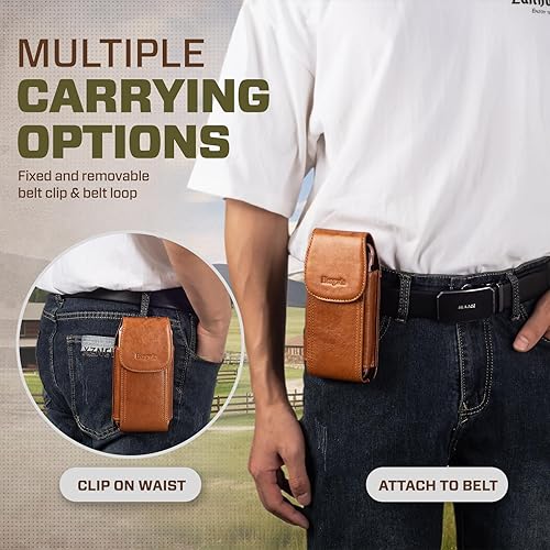 Miniatura 6 de Hengwin Funda de teléfono celular con tapa para cinturón, con clip para cinturón, compatible con iPhone 15 Plus, Samsung Galaxy A15, A25, A14, A54,