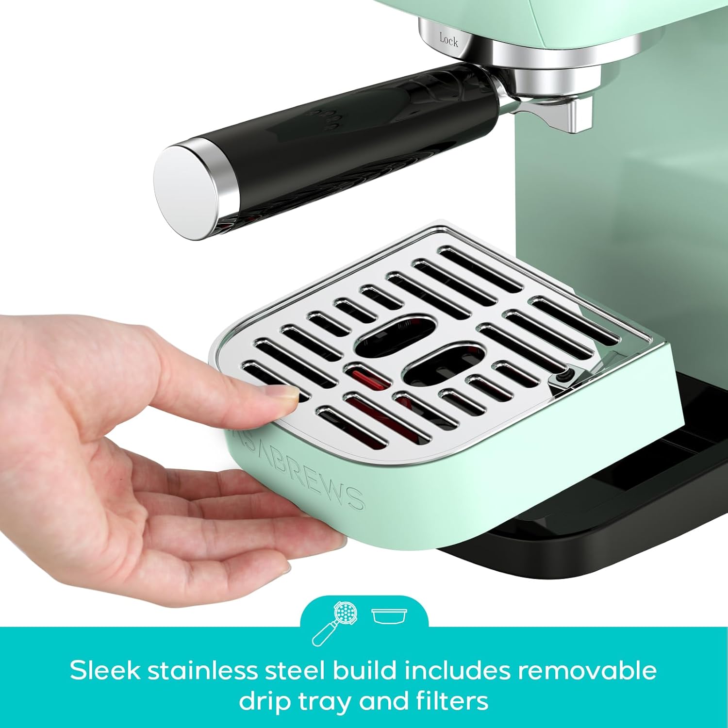 CASABREWS 3700 Essential Espresso Machine 20 Bar, Compact Coffee Maker with Steam Frother for Cappuccino, Latte, 43.9oz Water Tank, Gift for Coffee Lovers, Pastel Green