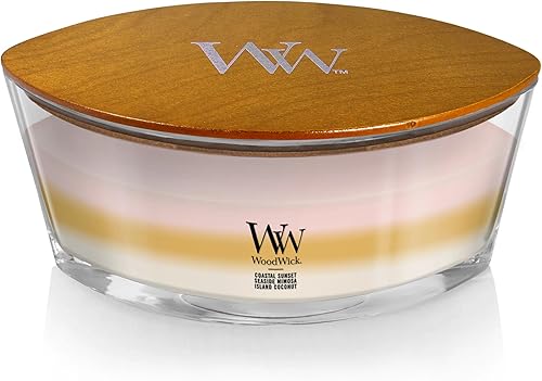 Vista 118 de WoodWick Warm Woods Vela mediana en frasco, con forma de reloj de arena, cera de mezcla de soja prémium, mecha de madera Pluswick Innovation