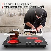 Vista 5 de Placa de cocina eléctrica, encimera eléctrica integrada de 30 pulgadas con 4 elementos, control táctil y de perilla, 9 niveles de calefacción