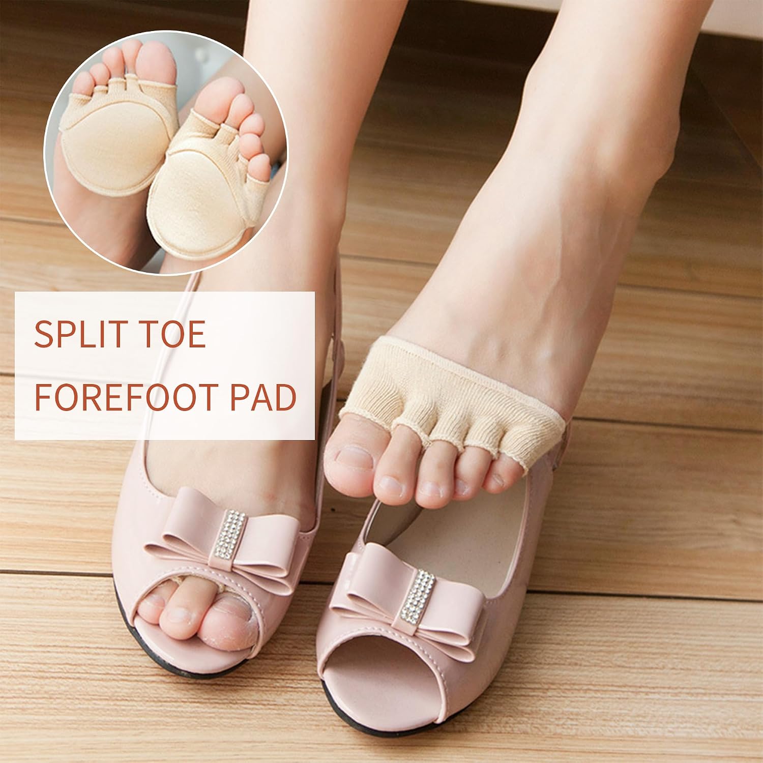 Women Toe Topper Socks,Five-Toes No Show Liner Socks Ball of Foot Cushions Half Non Slip Invisible Forefoot Sock