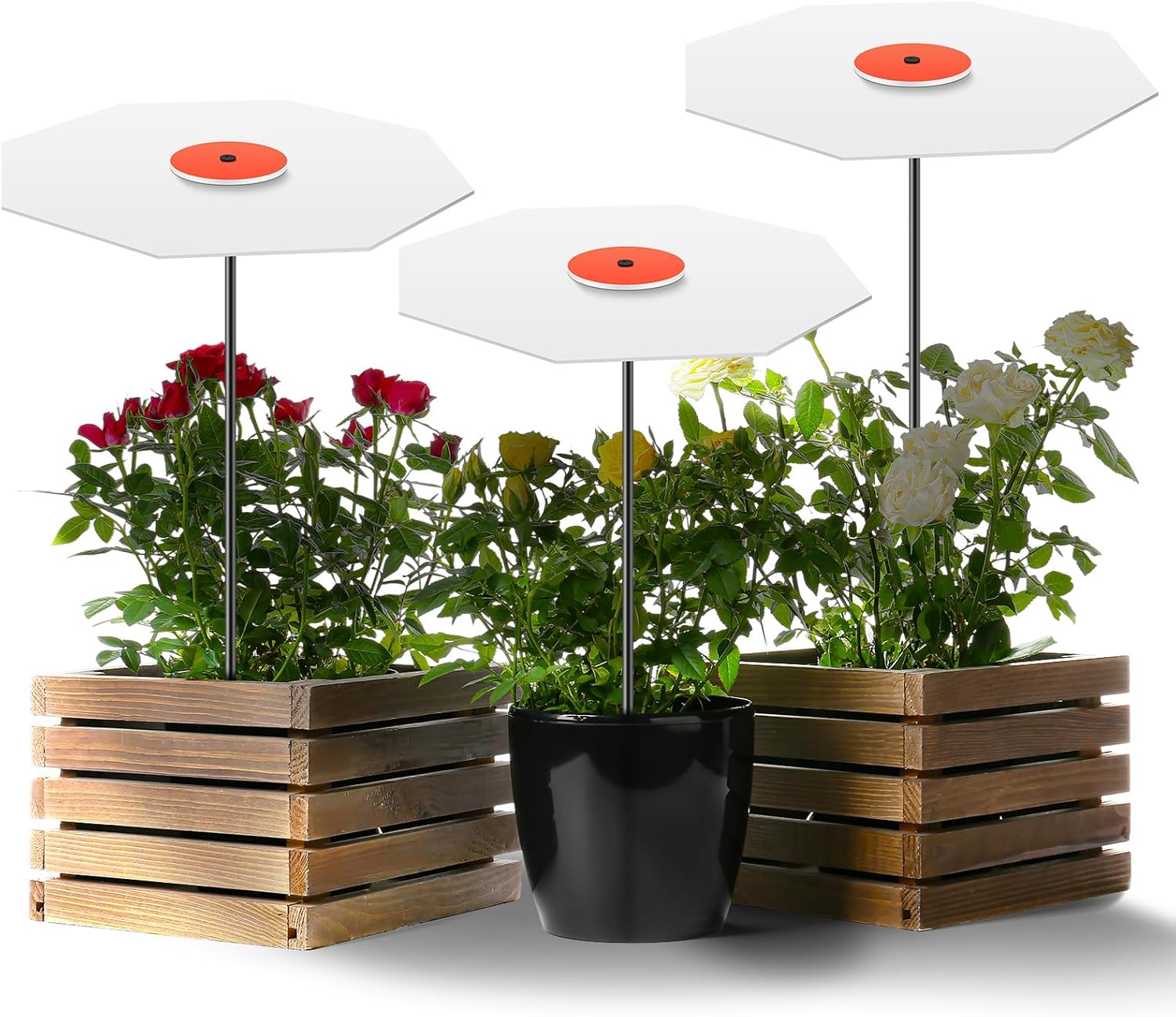 3 Pack 16 Inch Plants Shade Cover for Outdoor 65% Adjustable Disk Sun Umbrella Shade Cloth with 24 Inch Stainless Steel Rod for Garden Outdoor Potted Live Plants