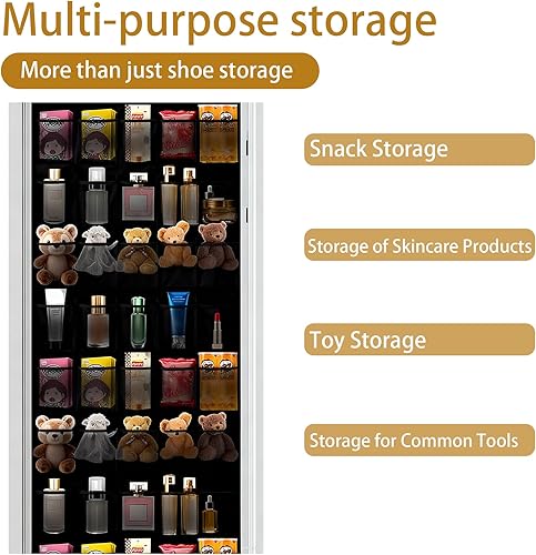 Miniatura 7 de Organizador de zapatos sobre la puerta, 40 bolsillos grandes de malla transpirable, colgador de armario con capacidad para hasta 40 libras, se