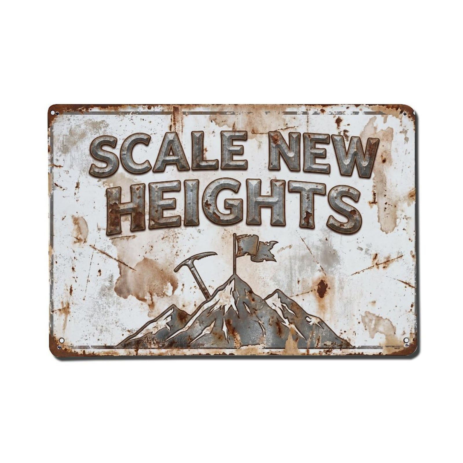 Scale New Heights Achievement Retro Motivational Slogans Vintage Metal Tin Sign Wall Decor for Cafe, Club, Garden Metal Poster 8x12Inch