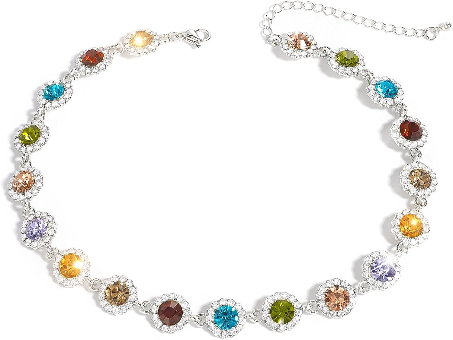 Suyi Crystal Colorful Choker Necklace Sparkly Rhinestone Necklace for Women