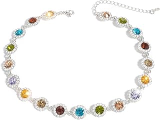 Crystal Colorful Choker Necklace Sparkly Rhinestone Necklace for Women