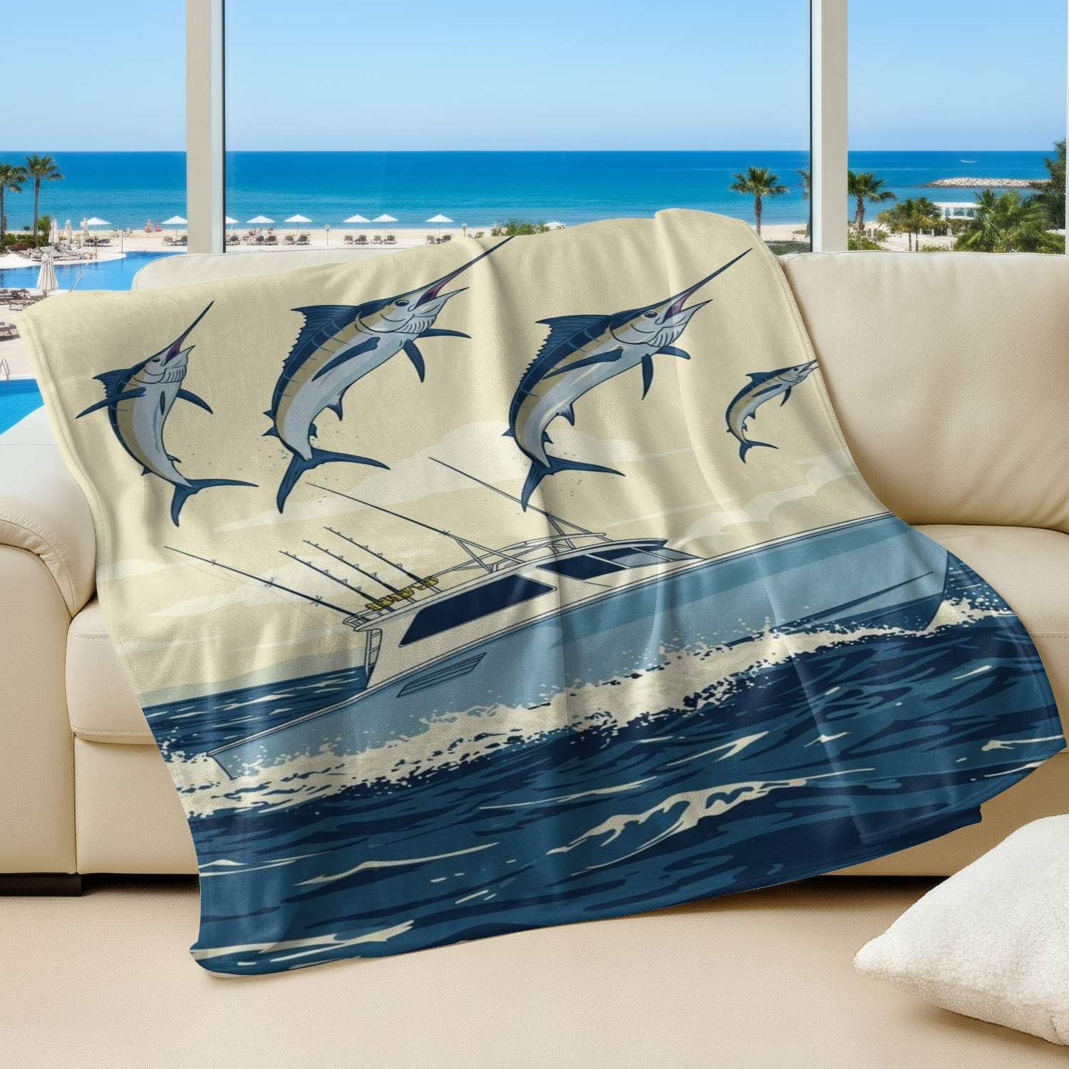 Couverture pêche vintage en flanelle 130x150 cm pour decoration de salon style chalet