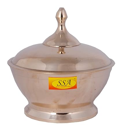 Shiv Shakti Arts Pure Bronze Kansa Serving Donga | Bowl | Handi | Casserole for Serving Food, Tableware/Serveware (Gold, 700 ML)