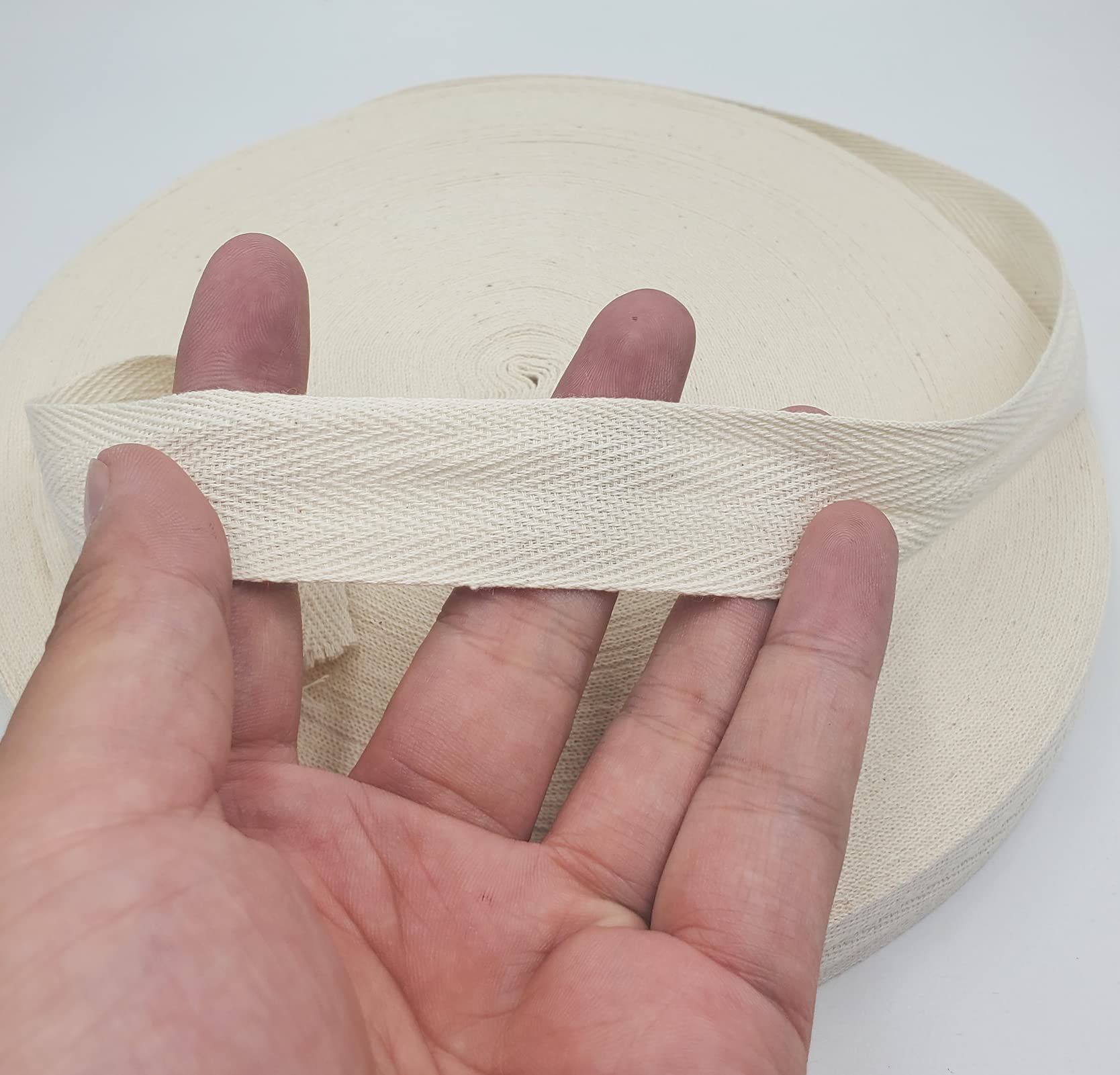 Cinta de cinta de espiga de 50 yardas, cinta de sarga de algodón para costura, cinta de unión natural para manualidades (beige, 1 pulgada)