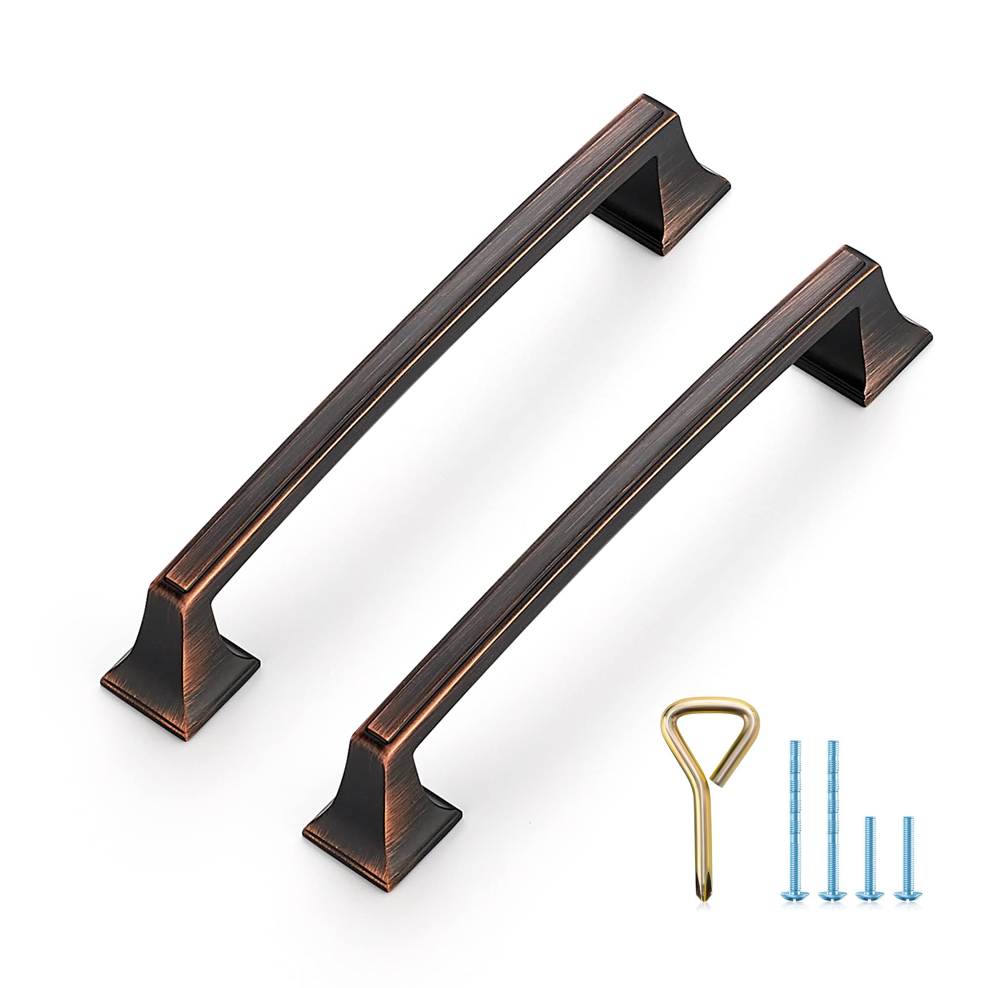 Ravinte 10 Pack Kitchen Cabinet Handles Drawer Pulls Oil Rubbed Bronze 5 inch Hole Centers Sturdy Big Square Base Kitchen Cabinet Pulls Kitchen